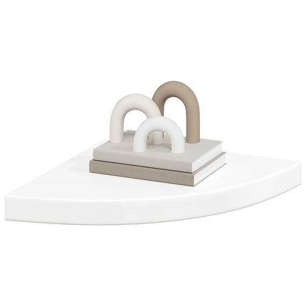Floating Corner Shelves 2 pcs High Gloss White 13.8"x13.8"x1.5" MDF