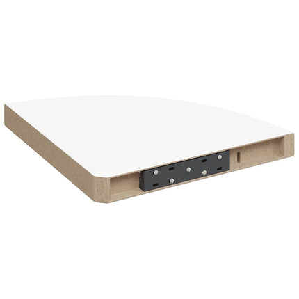 Floating Corner Shelves 2 pcs High Gloss White 13.8"x13.8"x1.5" MDF