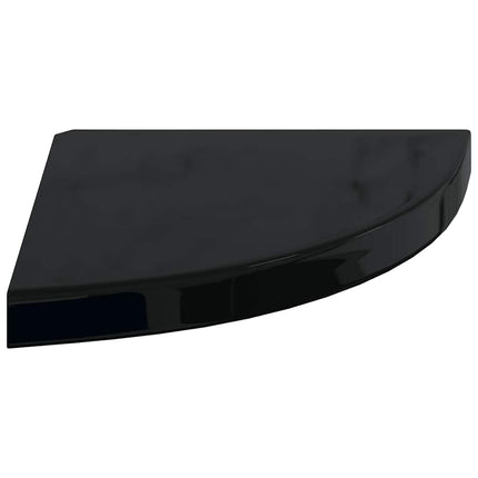 Floating Corner Shelf High Gloss Black 13.8"x13.8"x1.5" MDF