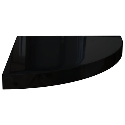 Floating Corner Shelves 2 pcs High Gloss Black 13.8"x13.8"x1.5" MDF