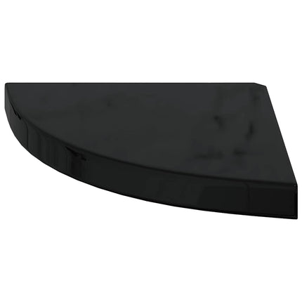 Floating Corner Shelves 2 pcs High Gloss Black 13.8"x13.8"x1.5" MDF