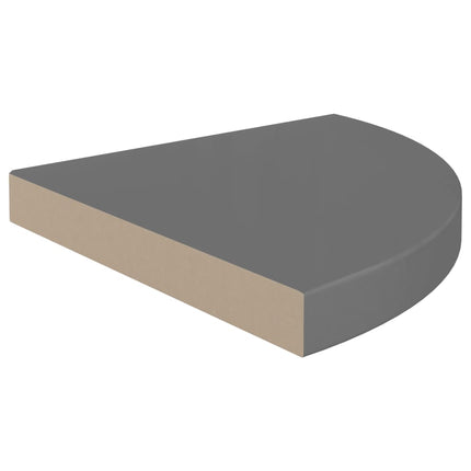 Floating Corner Shelf High Gloss Gray 13.8"x13.8"x1.5" MDF