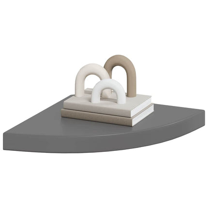 Floating Corner Shelves 2 pcs High Gloss Gray 13.8"x13.8"x1.5" MDF