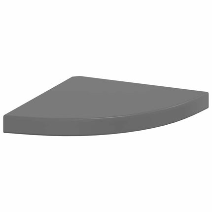 Floating Corner Shelves 2 pcs High Gloss Gray 13.8"x13.8"x1.5" MDF