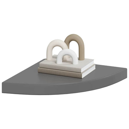 Floating Corner Shelves 4 pcs High Gloss Gray 13.8"x13.8"x1.5" MDF