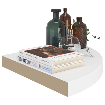 Floating Corner Shelves 2 pcs White 13.8x13.8x1.5" MDF