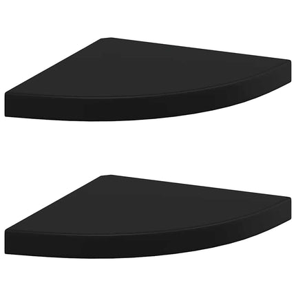 Floating Corner Shelves 2 pcs Black 13.8"x13.8"x1.5" MDF