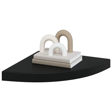 Floating Corner Shelves 2 pcs Black 13.8"x13.8"x1.5" MDF