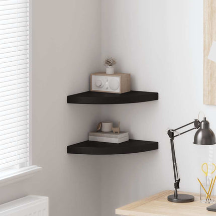 Floating Corner Shelves 2 pcs Black 13.8"x13.8"x1.5" MDF