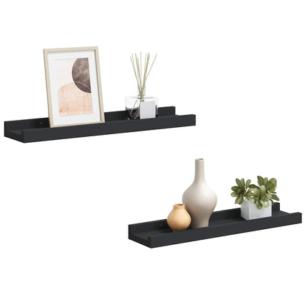 Picture Frame Ledge Shelves 2 pcs Black 15.7"x3.5"x1.2" MDF