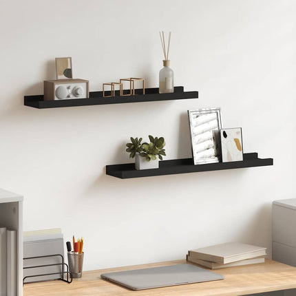 Picture Frame Ledge Shelves 2 pcs Black 23.6"x3.5"x1.2" MDF