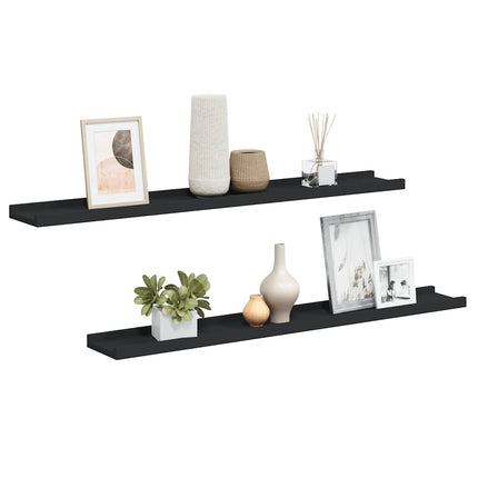 Picture Frame Ledge Shelves 2 pcs Black 31.5"x3.5"x1.2" MDF