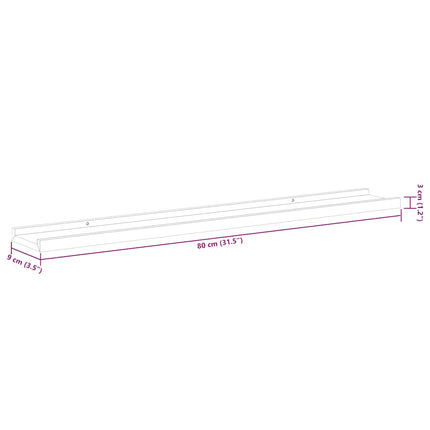 Picture Frame Ledge Shelves 2 pcs Black 31.5"x3.5"x1.2" MDF