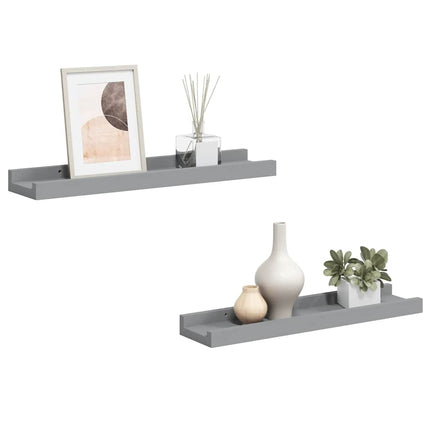 Picture Frame Ledge Shelves 2 pcs Gray 15.7"x3.5"x1.2" MDF
