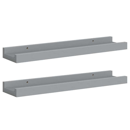 Picture Frame Ledge Shelves 2 pcs Gray 15.7"x3.5"x1.2" MDF