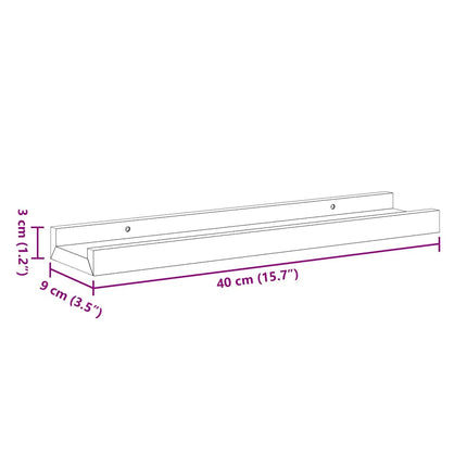 Picture Frame Ledge Shelves 2 pcs Gray 15.7"x3.5"x1.2" MDF
