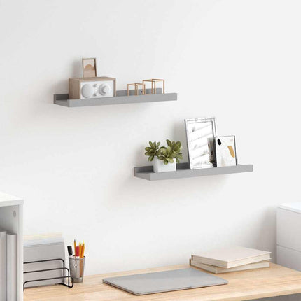 Picture Frame Ledge Shelves 2 pcs Gray 15.7"x3.5"x1.2" MDF