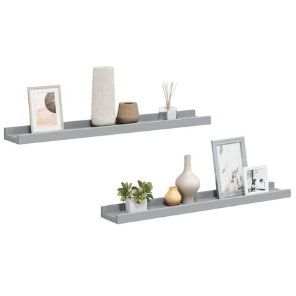 Picture Frame Ledge Shelves 2 pcs Gray 23.6"x3.5"x1.2" MDF