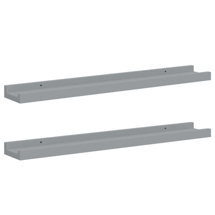 Picture Frame Ledge Shelves 2 pcs Gray 23.6"x3.5"x1.2" MDF