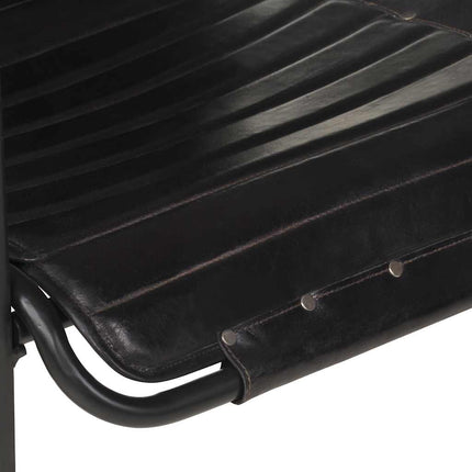 Relaxing Armchair with a Footrest Black Real Leather