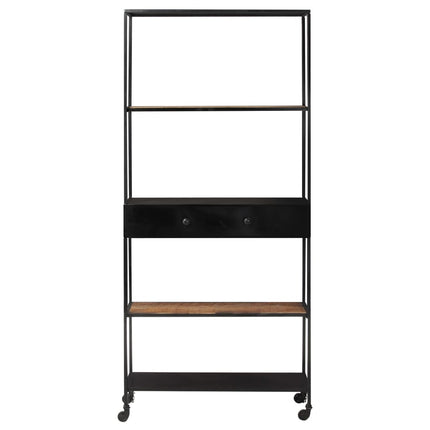 Book Cabinet 31.5"x13.8"x70.9" Rough Mango Wood & Iron