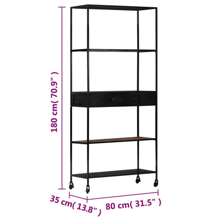 Book Cabinet 31.5"x13.8"x70.9" Rough Mango Wood & Iron