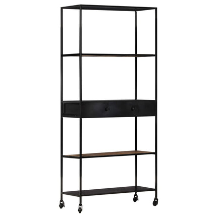 Book Cabinet 31.5"x13.8"x70.9" Rough Mango Wood & Iron