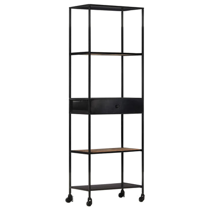 Book Cabinet 23.6"x13.8"x70.9" Rough Mango Wood & Iron