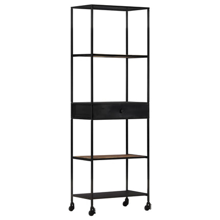 Book Cabinet 23.6"x13.8"x70.9" Rough Mango Wood & Iron