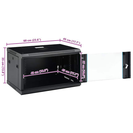 6U Wall Mounted Network Cabinet 19" IP20 23.6"x17.7"x13.8