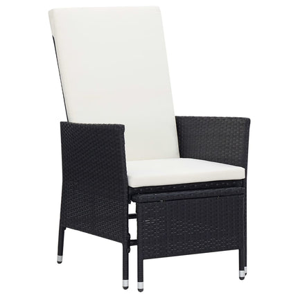 2 Piece Patio Lounge Set with Cushions Poly Rattan Black