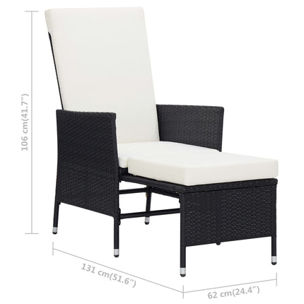 2 Piece Patio Lounge Set with Cushions Poly Rattan Black