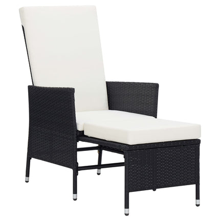 2 Piece Patio Lounge Set with Cushions Poly Rattan Black