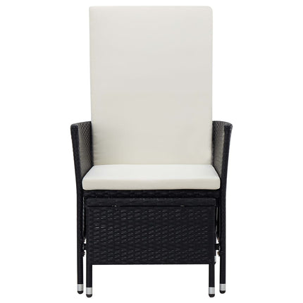 2 Piece Patio Lounge Set with Cushions Poly Rattan Black