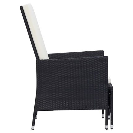 2 Piece Patio Lounge Set with Cushions Poly Rattan Black