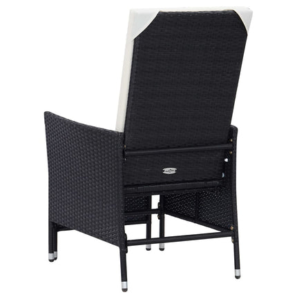 2 Piece Patio Lounge Set with Cushions Poly Rattan Black