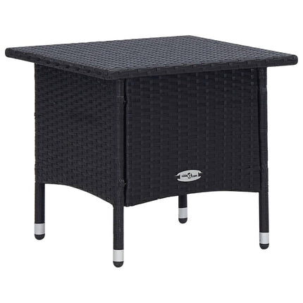 2 Piece Patio Lounge Set with Cushions Poly Rattan Black