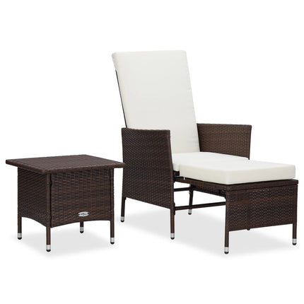 2 Piece Patio Lounge Set with Cushions Poly Rattan Brown