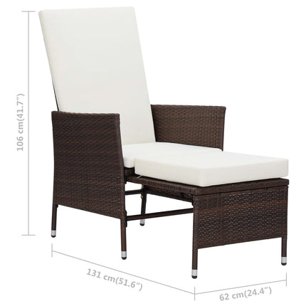 2 Piece Patio Lounge Set with Cushions Poly Rattan Brown