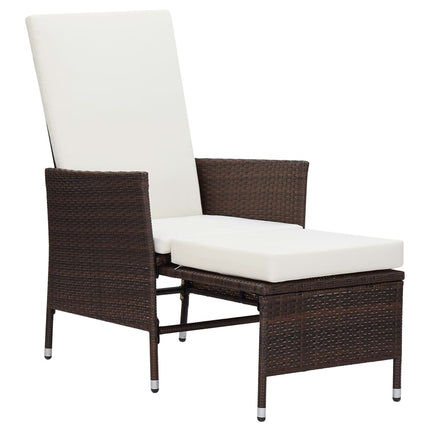 2 Piece Patio Lounge Set with Cushions Poly Rattan Brown