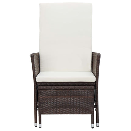 2 Piece Patio Lounge Set with Cushions Poly Rattan Brown