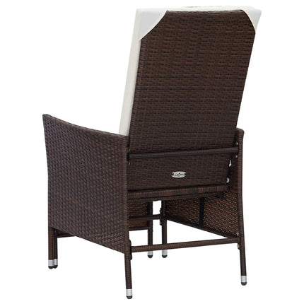 2 Piece Patio Lounge Set with Cushions Poly Rattan Brown