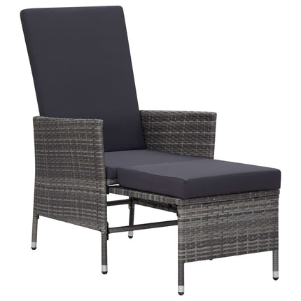 2 Piece Patio Lounge Set with Cushions Poly Rattan Gray
