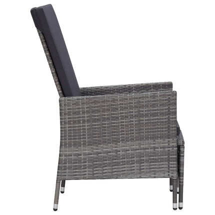 2 Piece Patio Lounge Set with Cushions Poly Rattan Gray