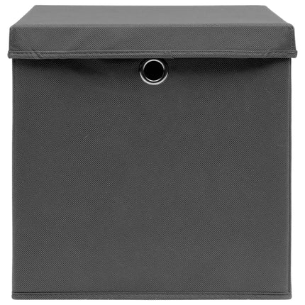 Storage Boxes with Covers 4 pcs 11"x11"x11" Gray