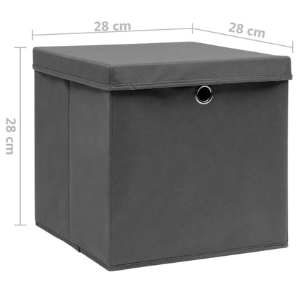 Storage Boxes with Covers 4 pcs 11"x11"x11" Gray
