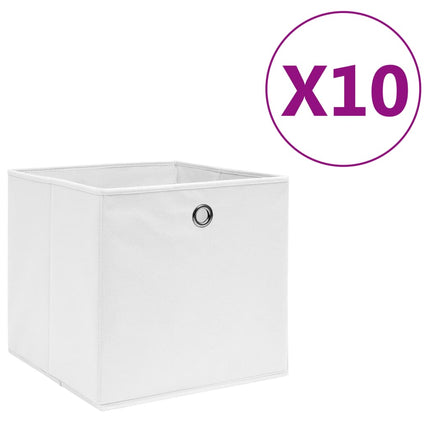 Storage Boxes 10 pcs Non-woven Fabric 11"x11"x11" White