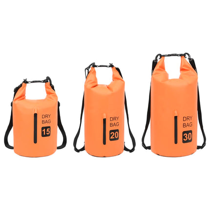 Dry Bag with Zipper Orange 5.3 gal PVC