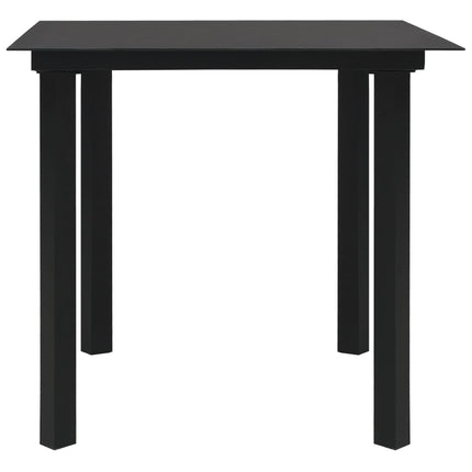 Patio Dining Table Black 31.5"x31.5"x29.1" Steel and Glass