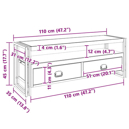 TV Stand 47.2"x13.8"x17.7" Solid Wood with Honey Finish